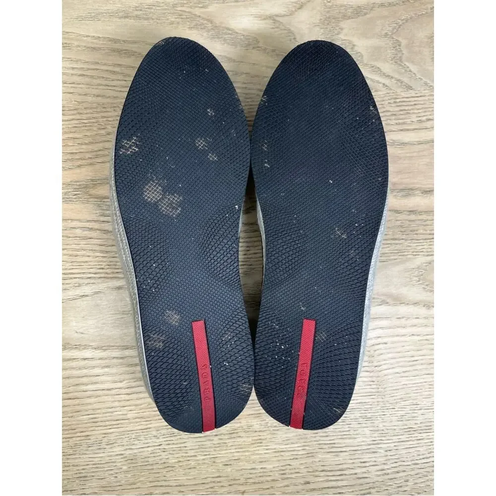 PRADA Saint Tropez Espadrille Slip On Platform Sneakers Black Suede Size 7.5